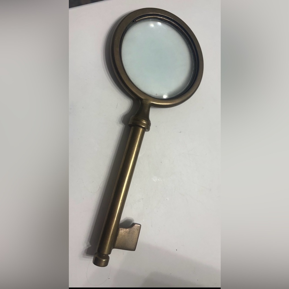 RARE Antique Rare Solid Brass Key-Shaped Magnifying Glass - Excellent Cond